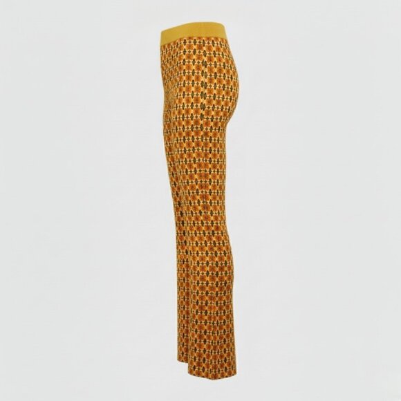 NWOT ZARA 70s Boho Hippie Knit High-Waist Flare Pants – Mustard Rust Geometric - Picture 10 of 16